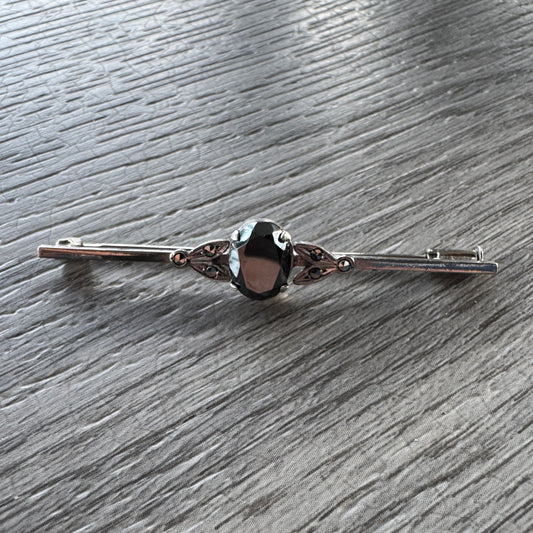 Broche ancienne Art Deco - argent massif et jais