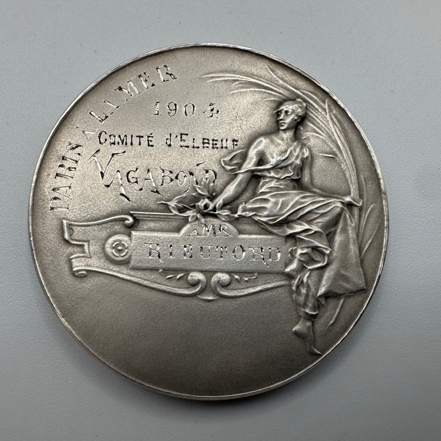 Médaille Art Nouveau Marianne casquée en argent- Marine de Seine « le Vagabond » par Arthus Bertrand - argent massif