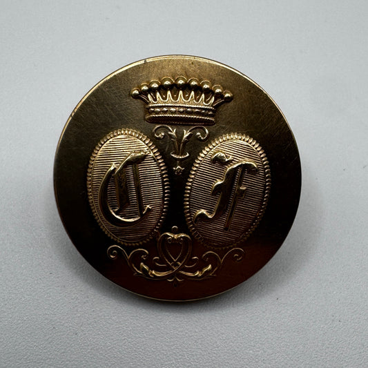 Bouton de Livrée ancien - cartouche d’alliance couronne comtale