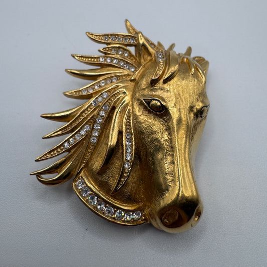 Broche vintage « tête de cheval » - métal doré