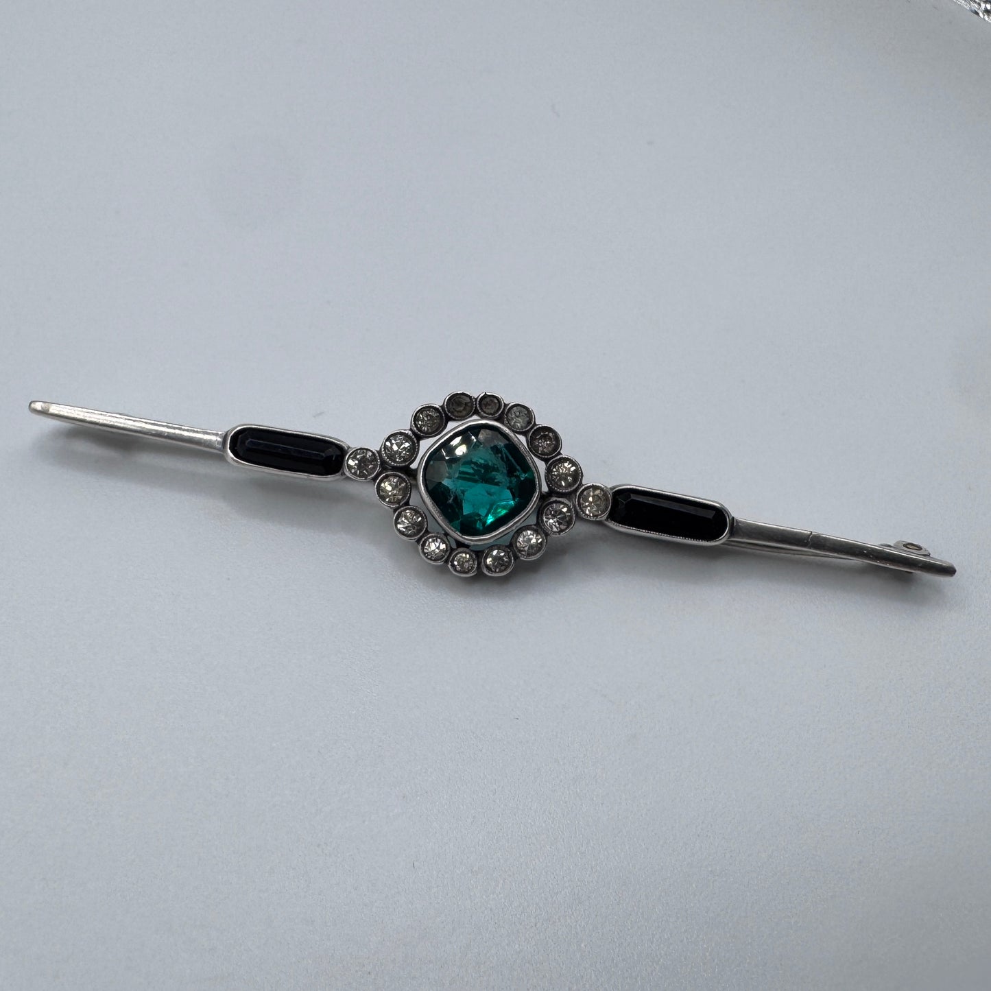 Broche Ancienne Art Deco - argent massif et Pierre