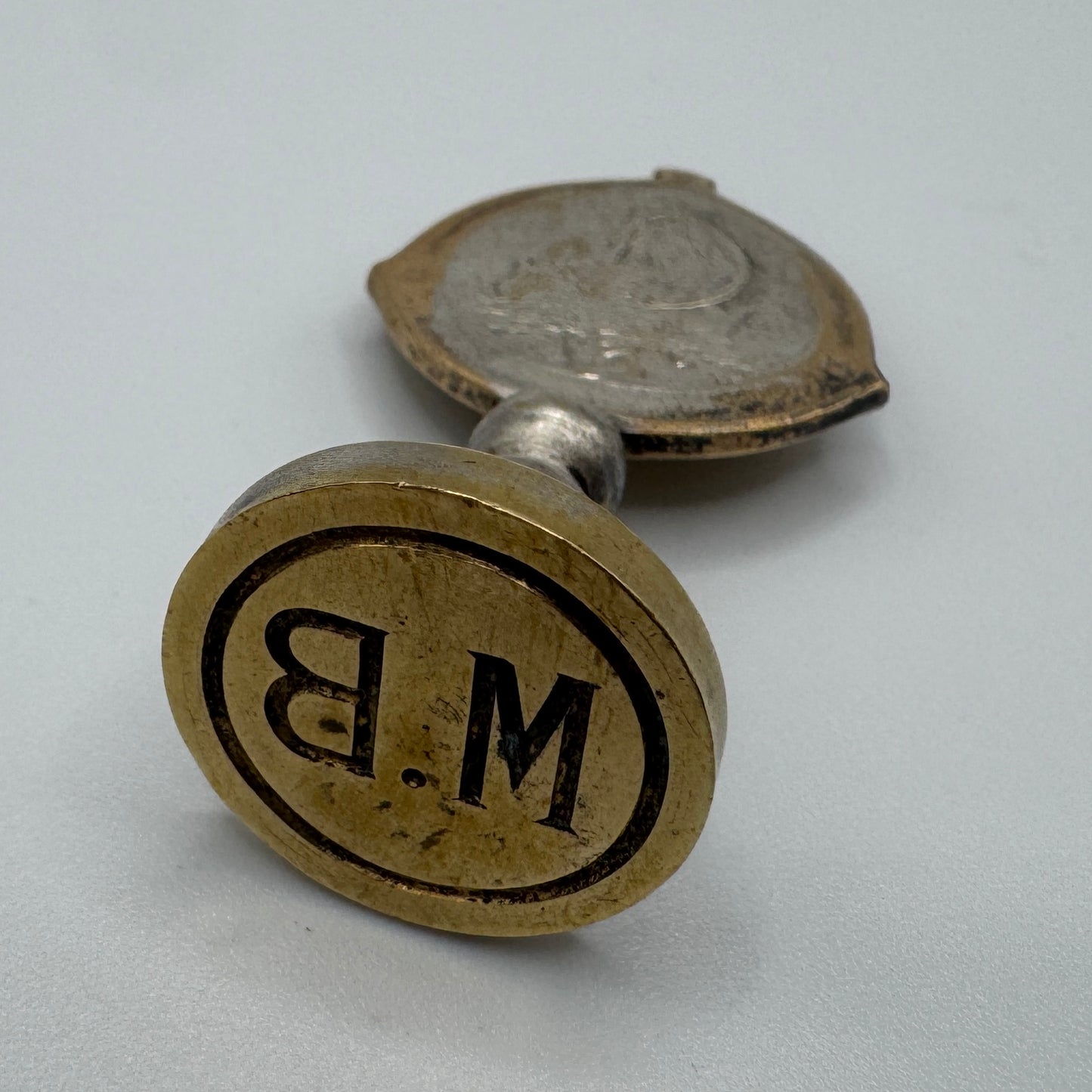 Cachet Sceau ancien « Saint Georges terrassant le dragon » - métal argenté