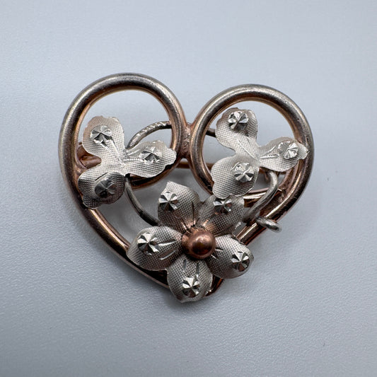 Broche ancienne Art Nouveau - vers 1900 - argent et vermeil