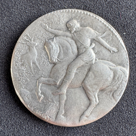 Medaille ancienne en bronze « société canine d’Anjou - Saint Hubert » - par Cariat