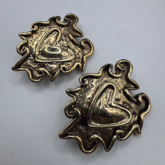 Jolis grands Clips vintage - plastique métallisé bronze