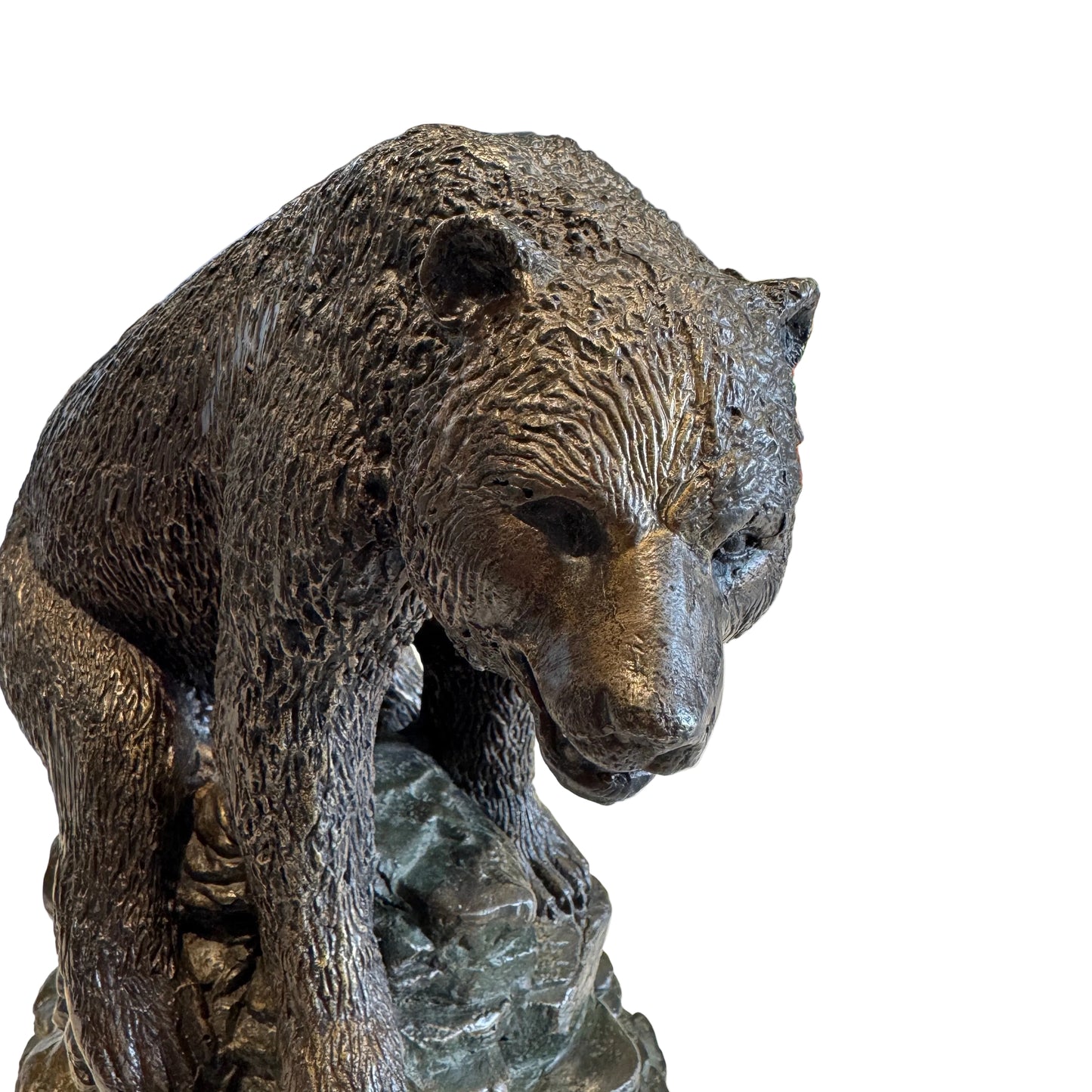 Sculpture en bronze - Ours sur Rocher- statue animalière - décoration