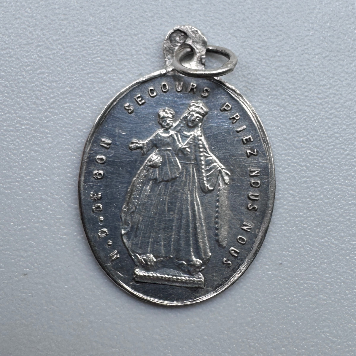 Medaille religieuse ancienne « Notre Dame de Bon Secours » - argent