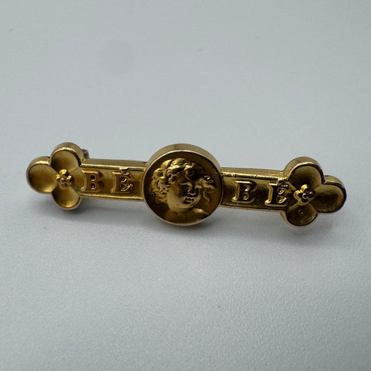 Broche ancienne en plaqué or - motif "Bébé"