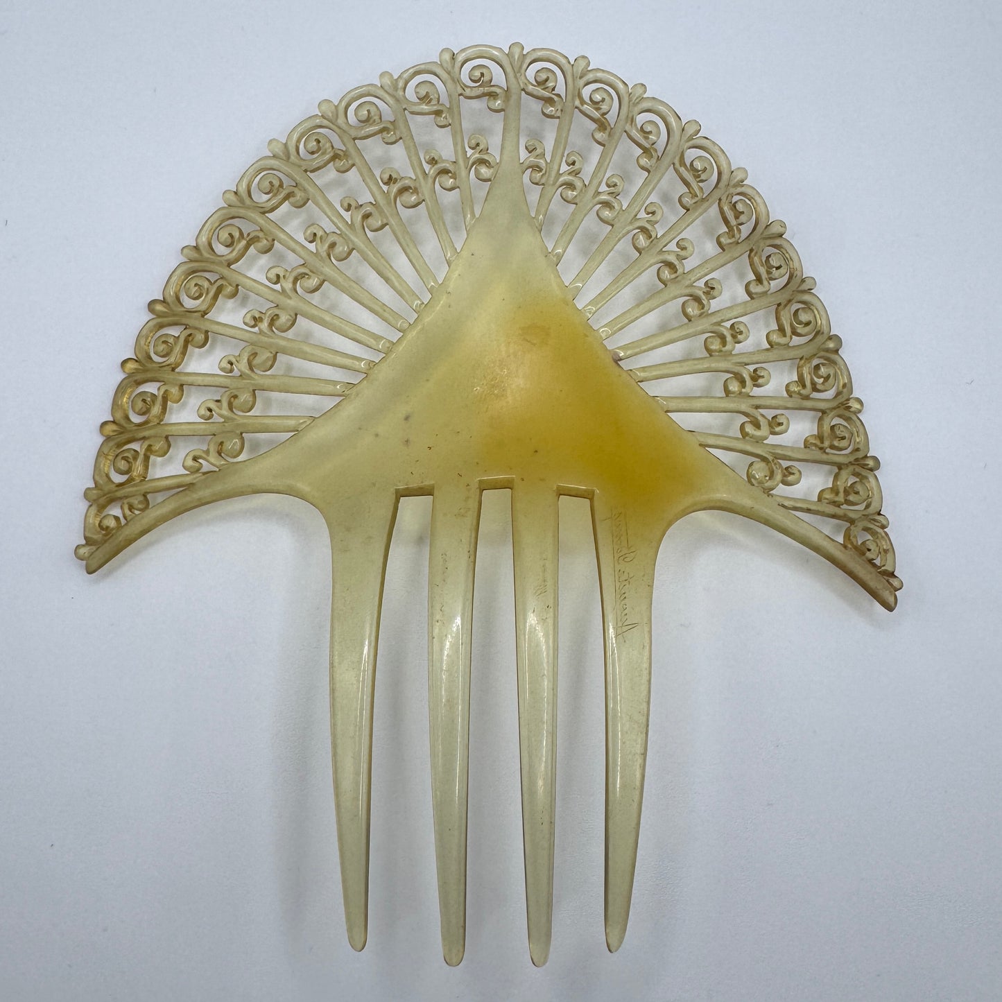 Peigne à cheveux art deco - celluloïd - signé Auguste bonaz