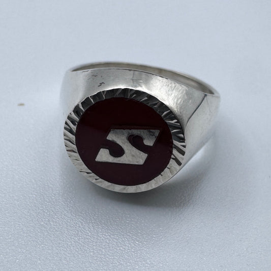 Superbe chevalière ancienne initiale S - argent massif