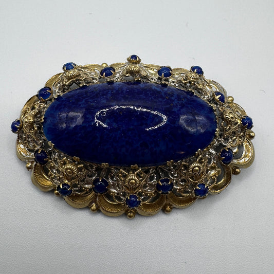 Broche ancienne - laiton et pâte de verre