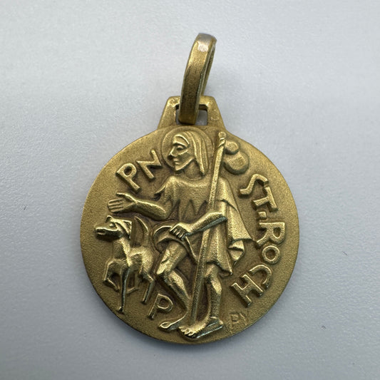 Médaille religieuse ancienne - Saint Roch par Fernand Py