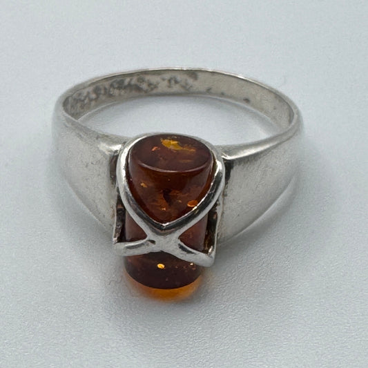 Jolie Bague en argent et ambre