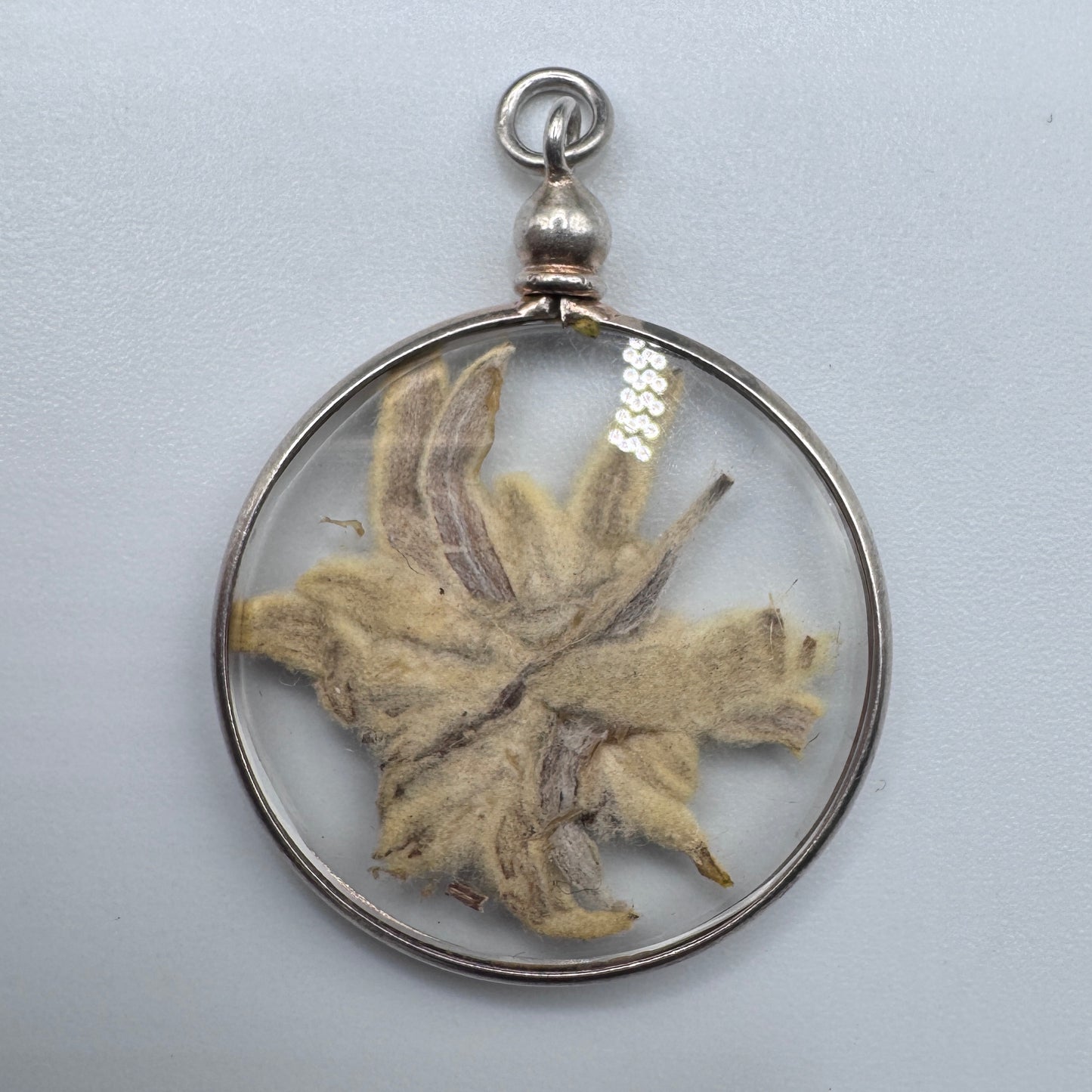 Joli Pendentif ancien en argent massif porte reliquaire « Edelweiss »