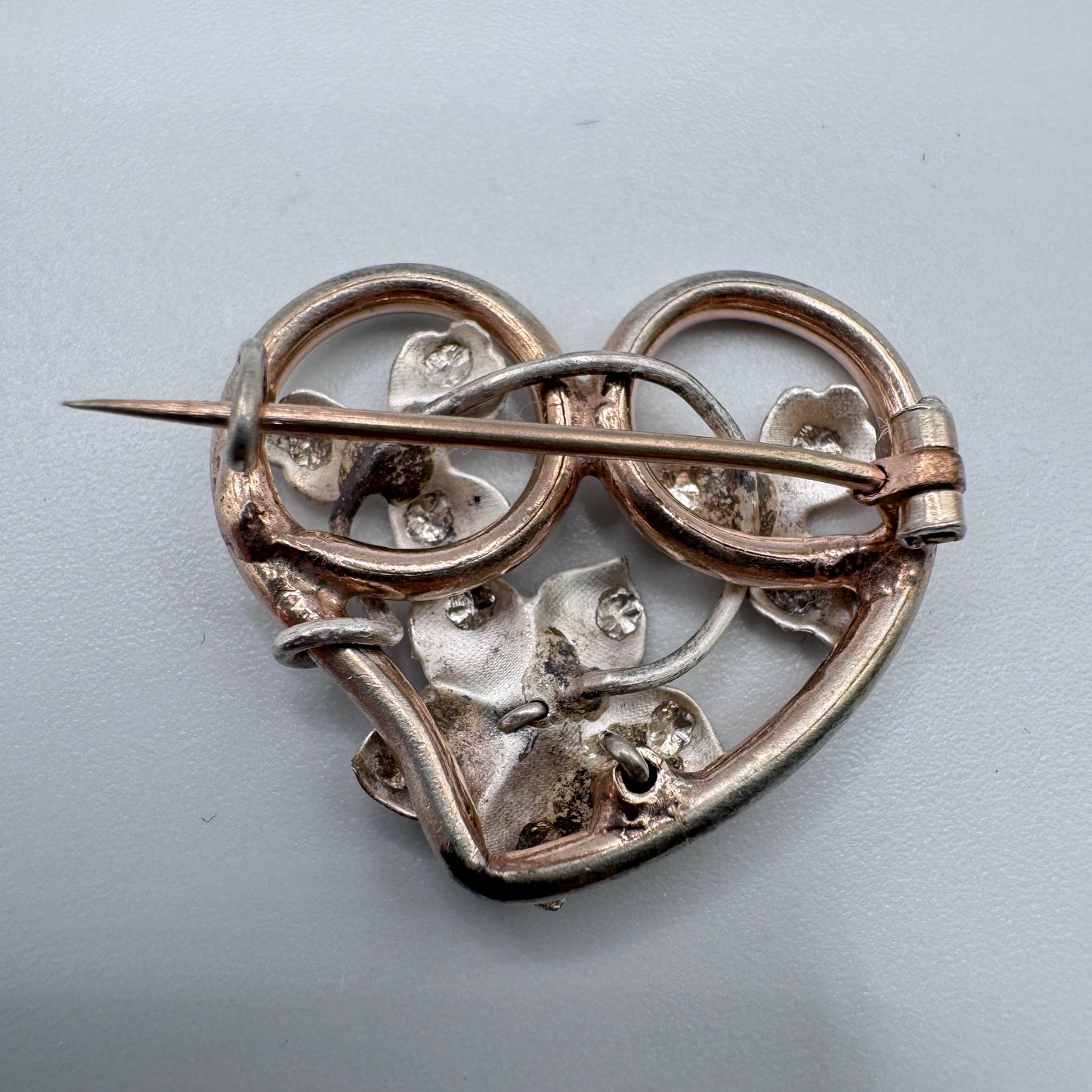 Broche ancienne Art Nouveau - vers 1900 - argent et vermeil