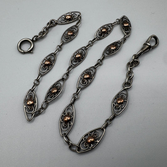 Chaine de montre à gousset ancienne - argent massif