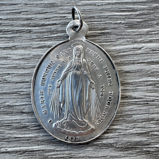 Médaille religieuse ancienne en argent « congrégation des enfants de Marie »