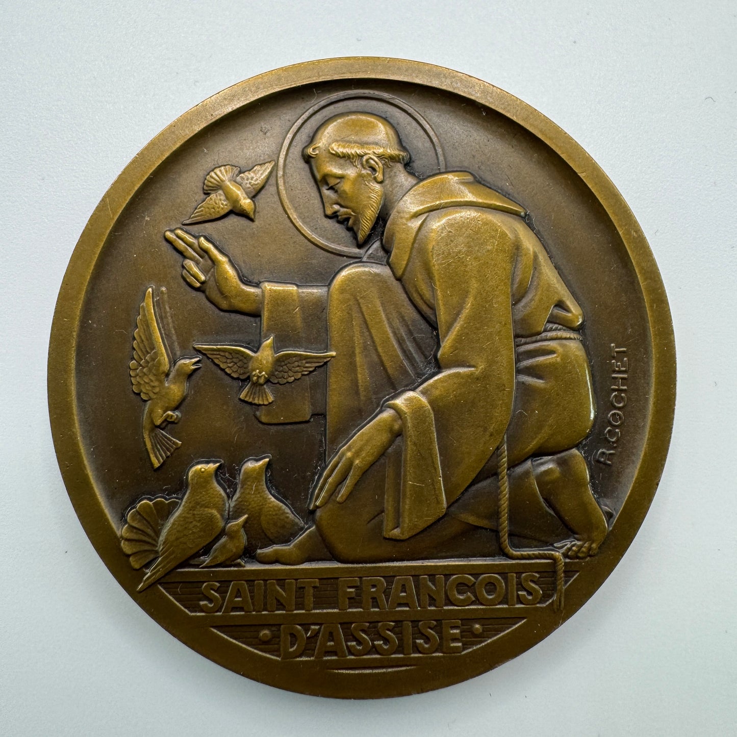 Médaille ancienne « Saint François D’Assise » par Cochet