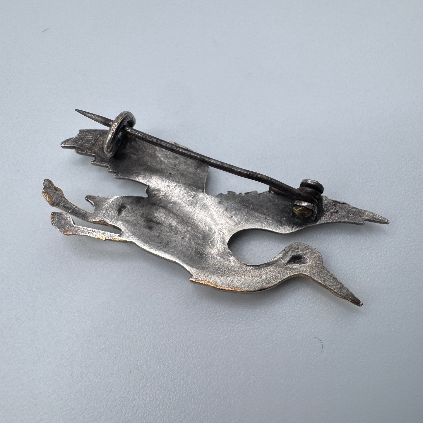 Broche Ancienne « cigogne » - Métal Argenté