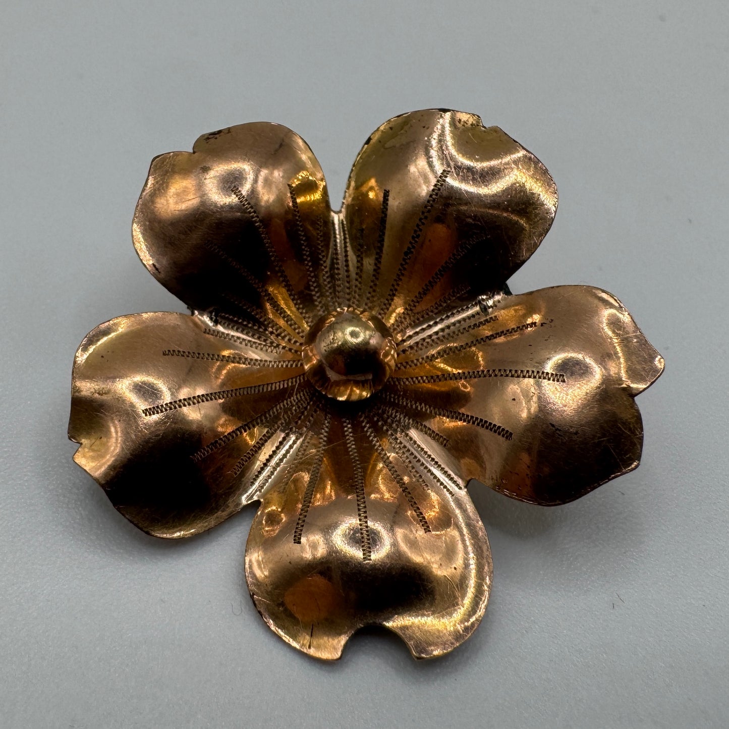 Broche ancienne en pomponne vers 1900 - Motif floral