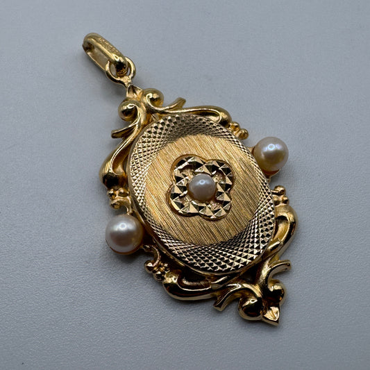 Pendentif ancien porte photo en plaqué or