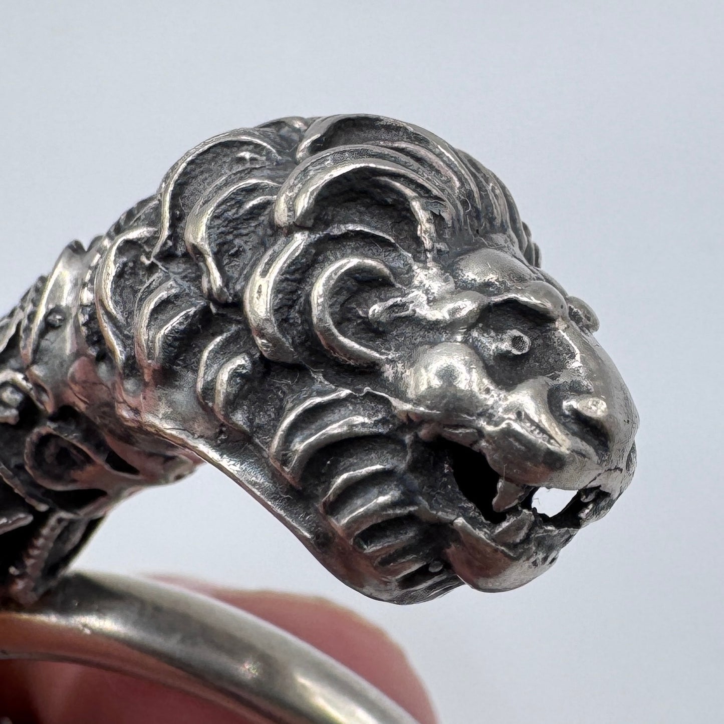 Rare grand Pendentif ancien Celte « têtes de Lions » - argent massif