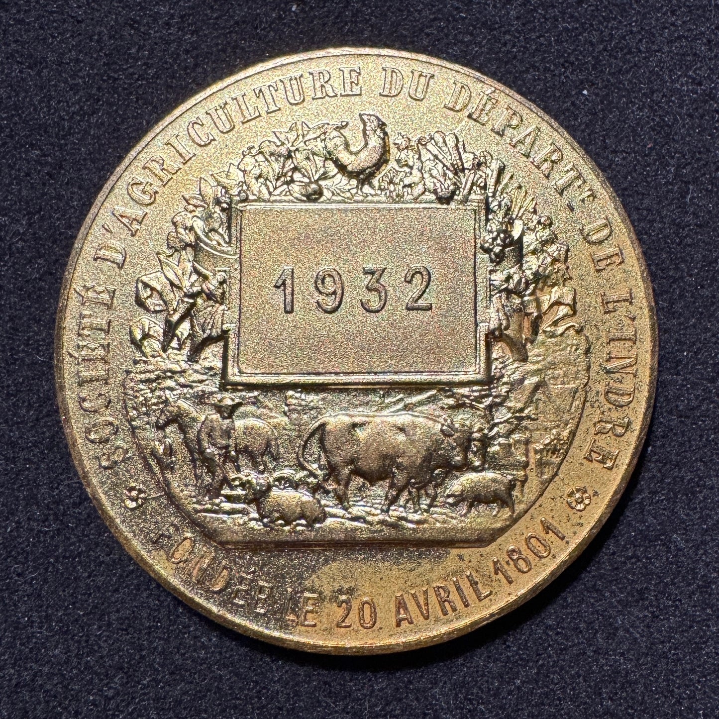 Médaille ancienne bronze doré « Le poulailler » - par Fraisse