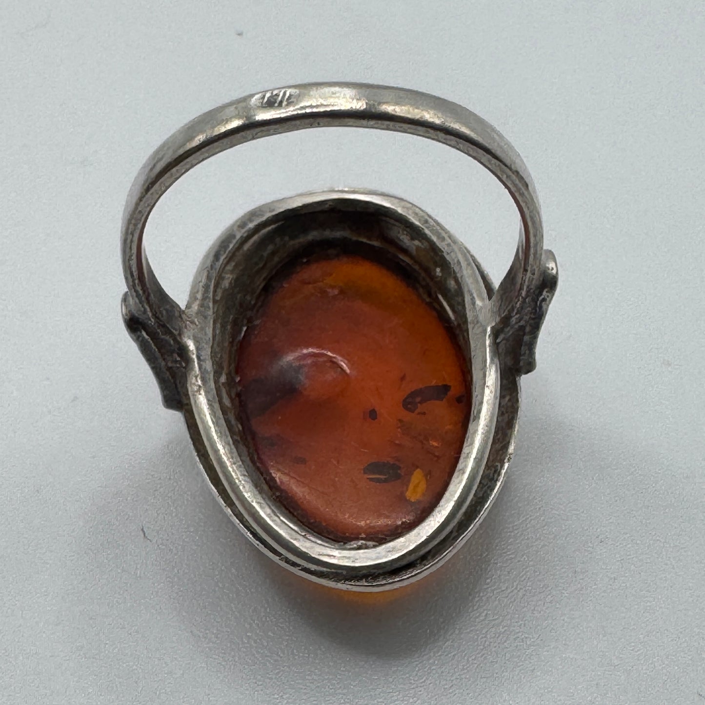 Jolie Bague en argent et ambre