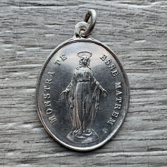 Médaille religieuse ancienne en argent - congrégation des enfants de Marie