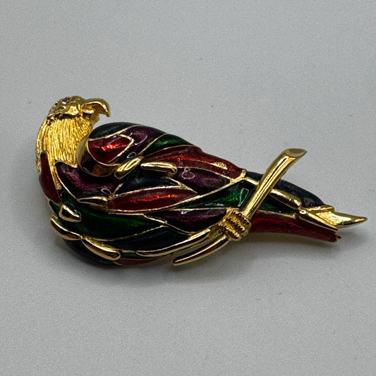 Broche créateur Vintage « perroquet » CARVEN - métal doré