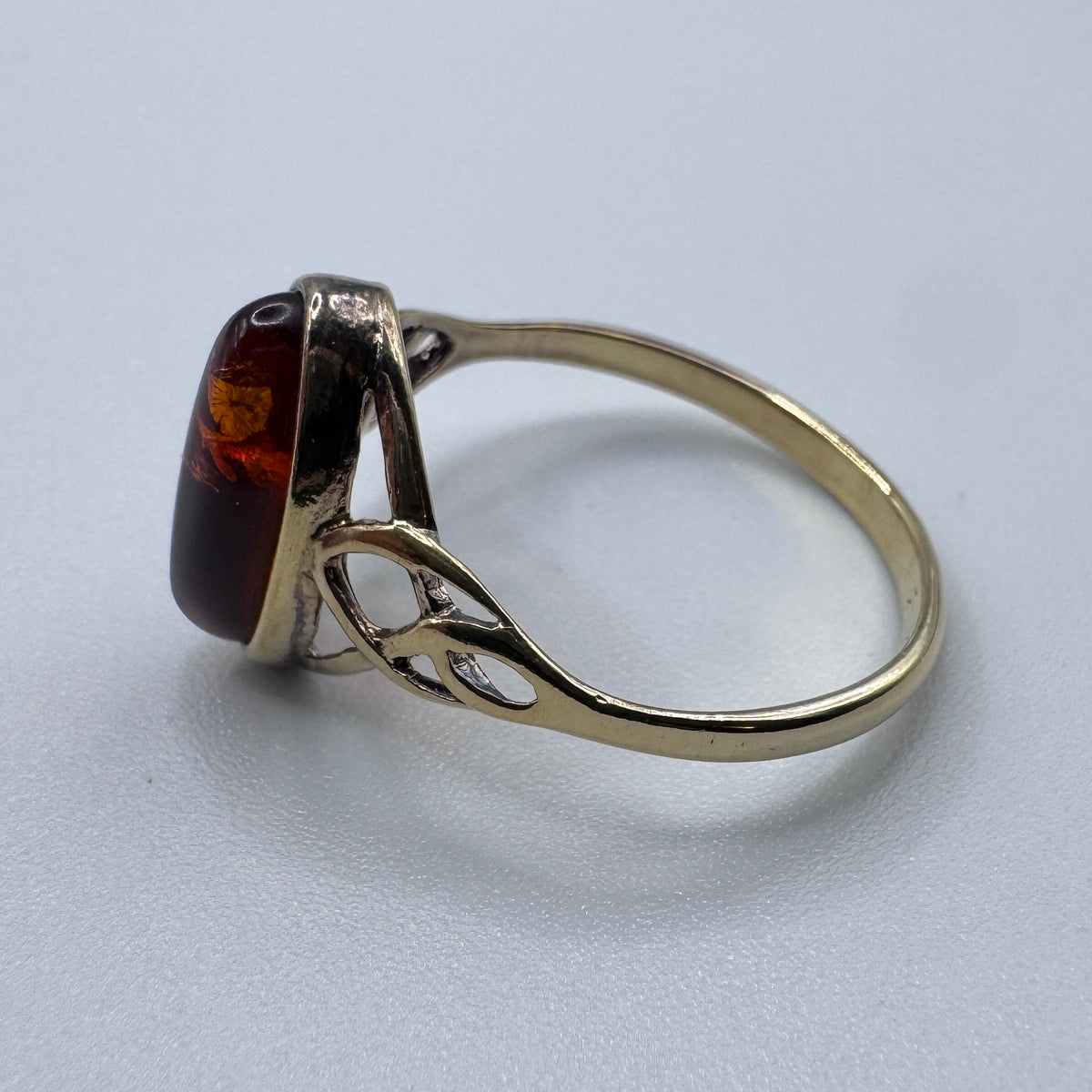 Jolie Bague en argent vermeil et ambre