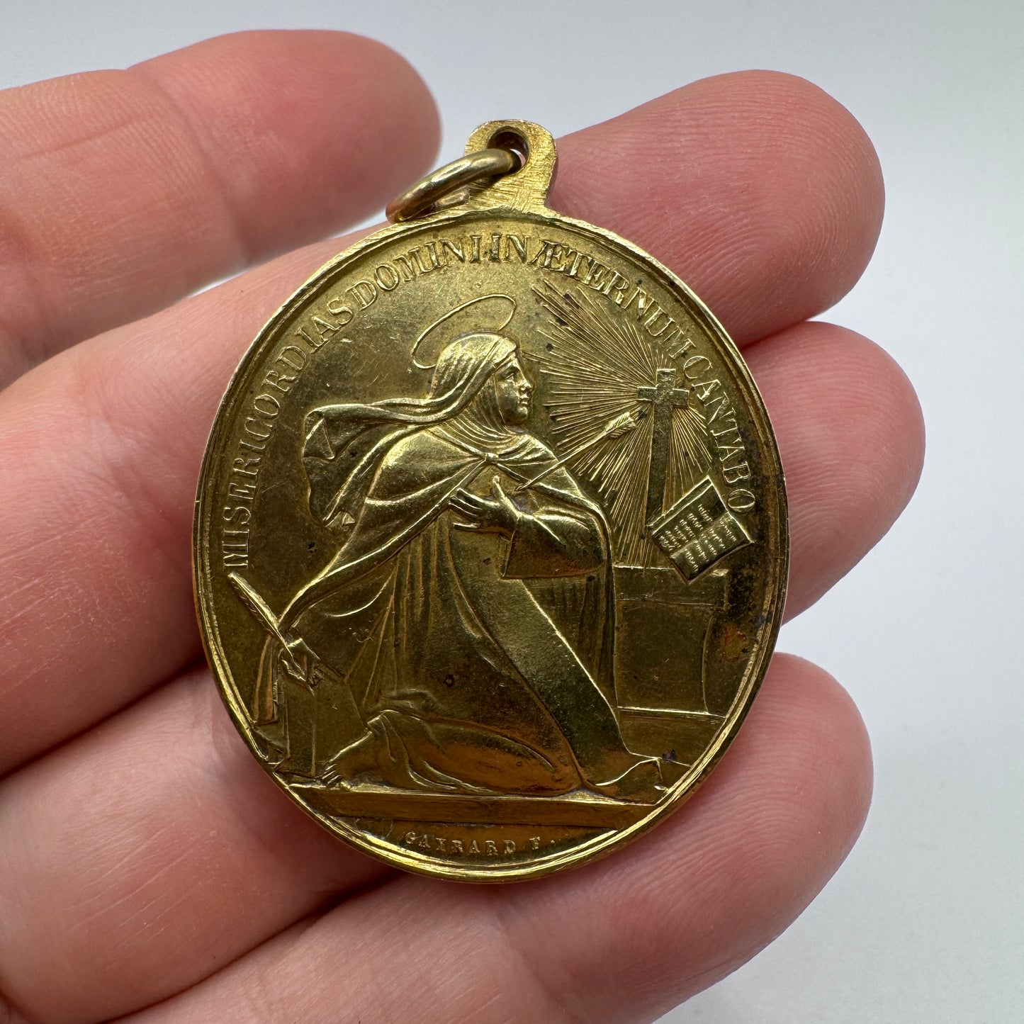 Rare grande Médaille religieuse ancienne « seigneur souffrir et être méprisé pour vous »
