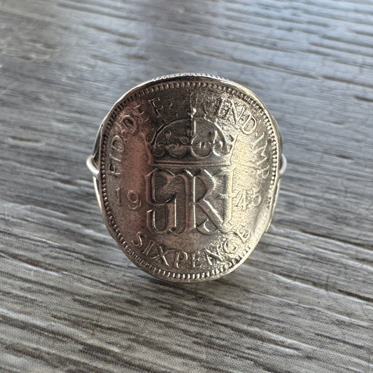 Bague ancienne en argent « six pence »