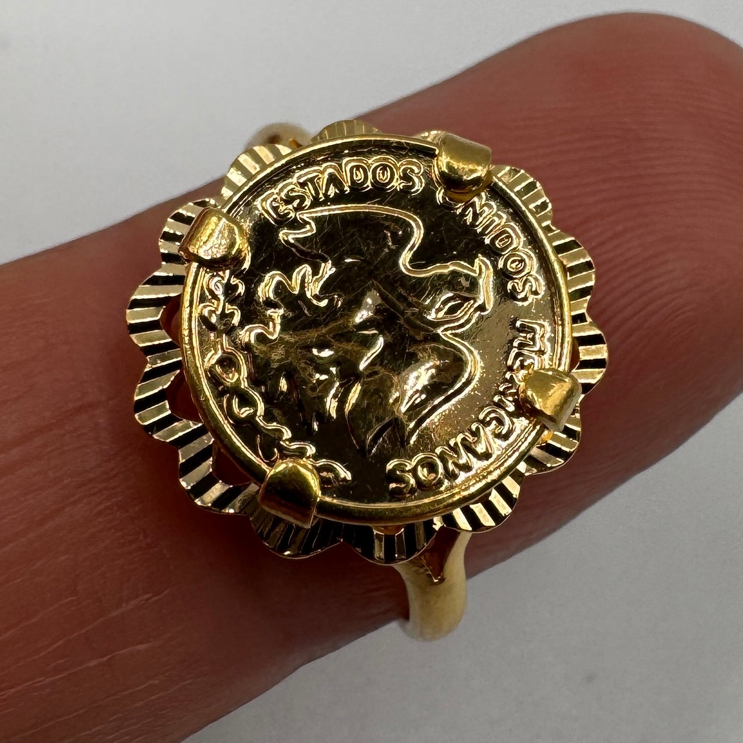 Bague en plaqué or - imitation monnaie dos pesos