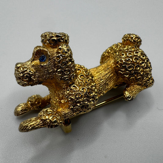 Broche créateur Vintage « caniche » - métal doré