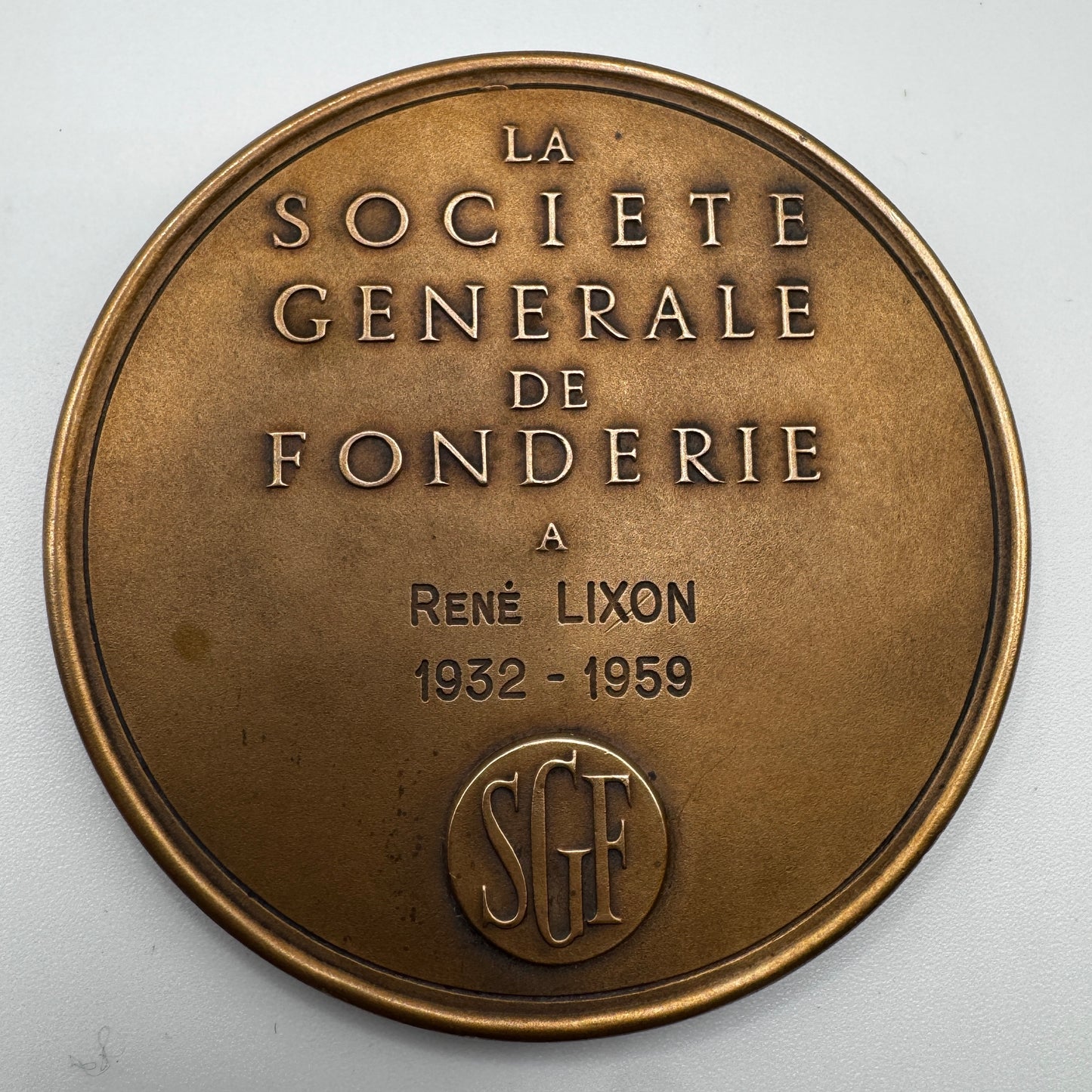 Médaille artistique en bronze « la société générale de fonderie »
