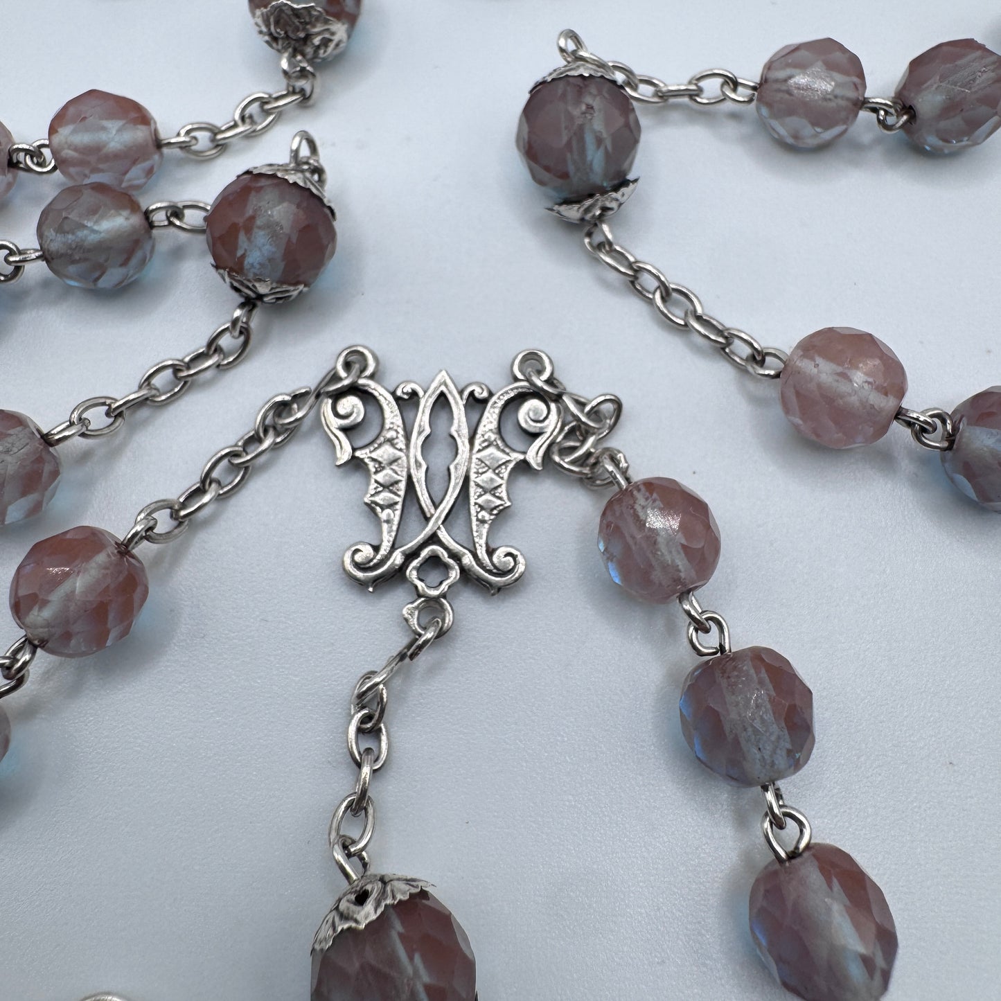 Superbe et rare Chapelet ancien en argent et perles en saphiret