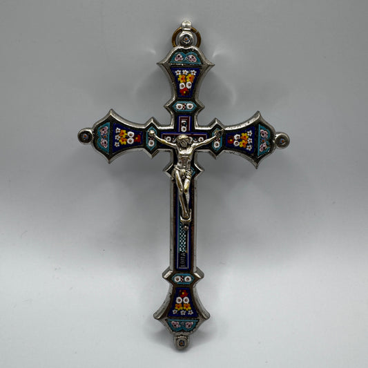 Grande Croix Pectorale En Micro Mosaïque XIXe Italie