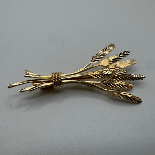 Broche ancienne en plaqué or - Épis de blé