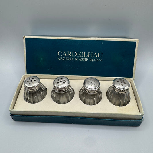 Coffret Salerons Christofle Orfèvre Cardeilhac - cristal et Argent