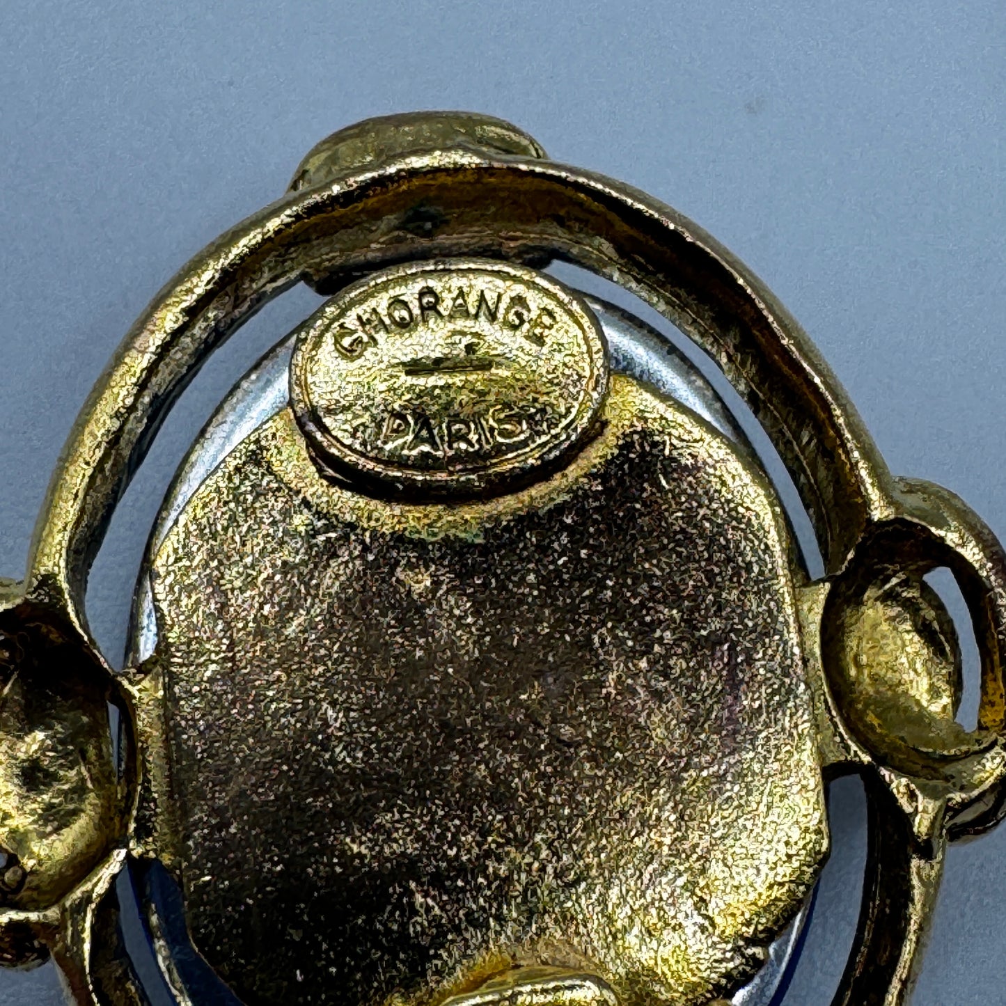 Clips d’oreilles Vintage créateur CHORANGE - métal doré et verre