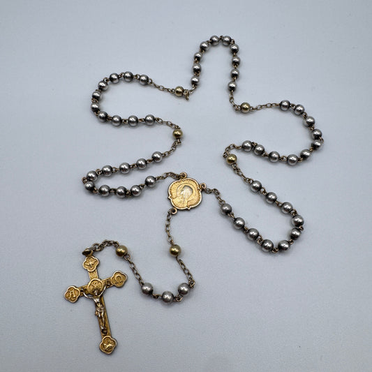 Superbe Chapelet ancien en argent et vermeil