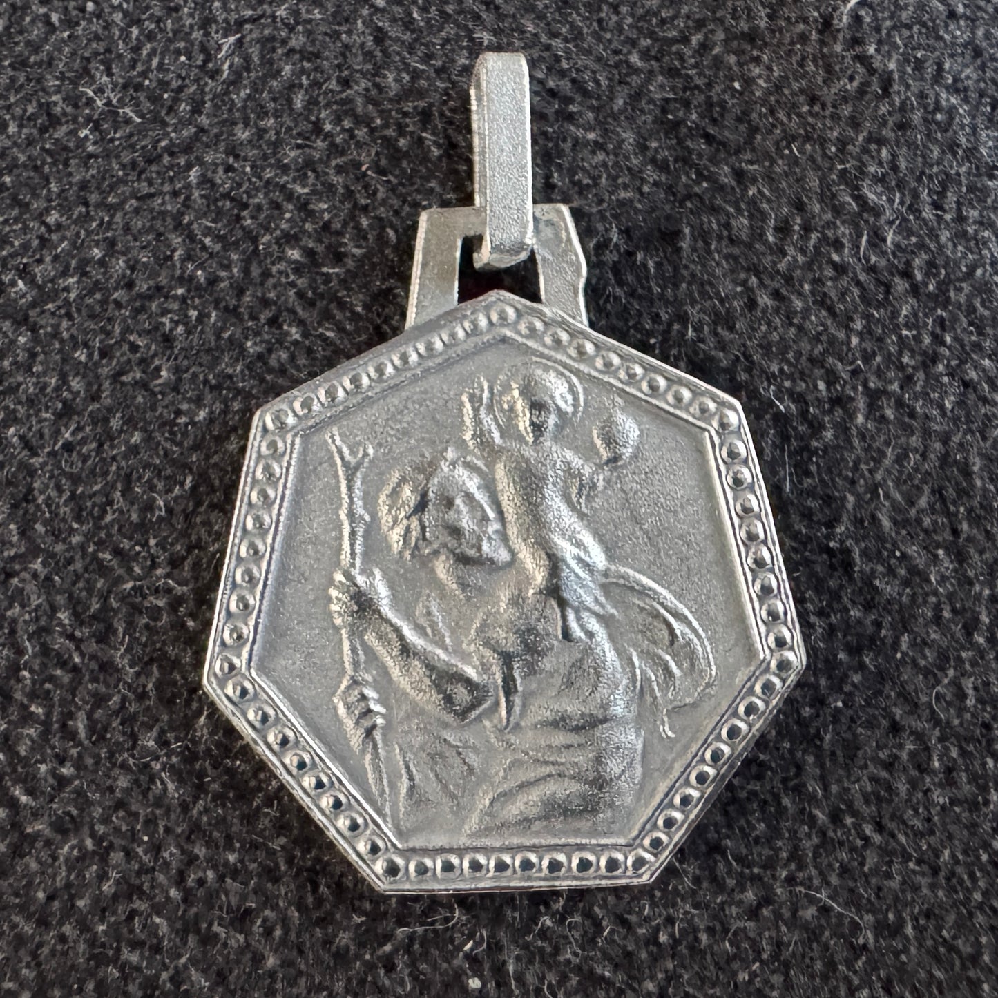 Médaille religieuse ancienne en argent « Saint Christophe »