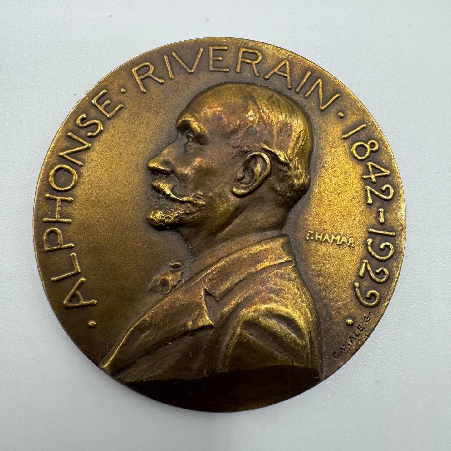 Médaille ancienne « scène champêtre » par Dropsy
