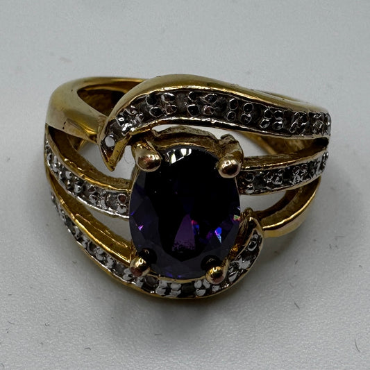 Bague en plaqué or et verroterie