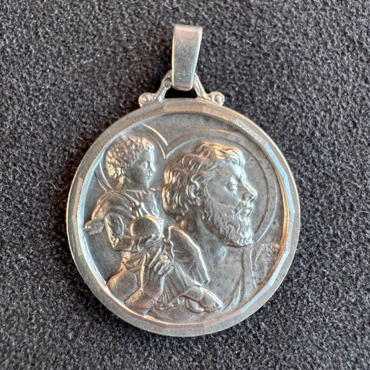 Médaille religieuse ancienne en argent « Saint Christophe »