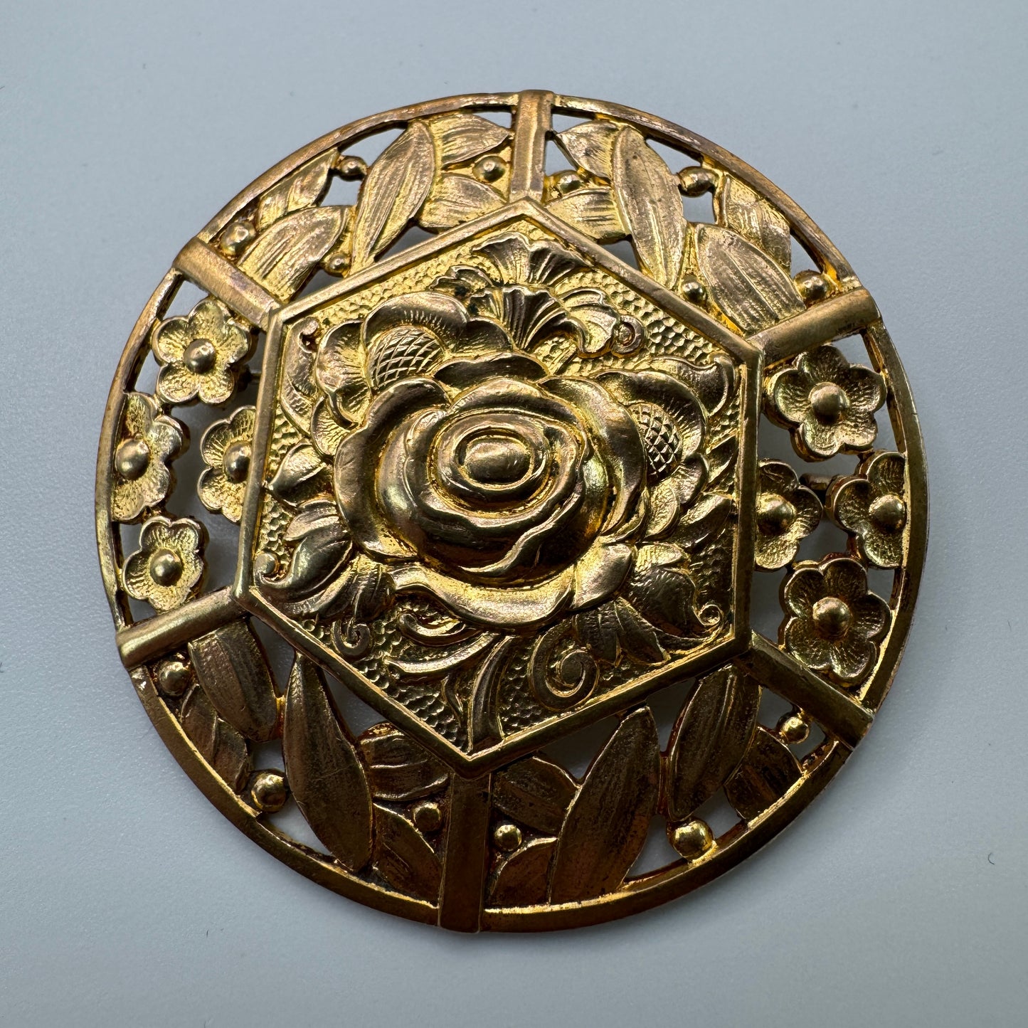 Broche ancienne Art Deco - bronze doré