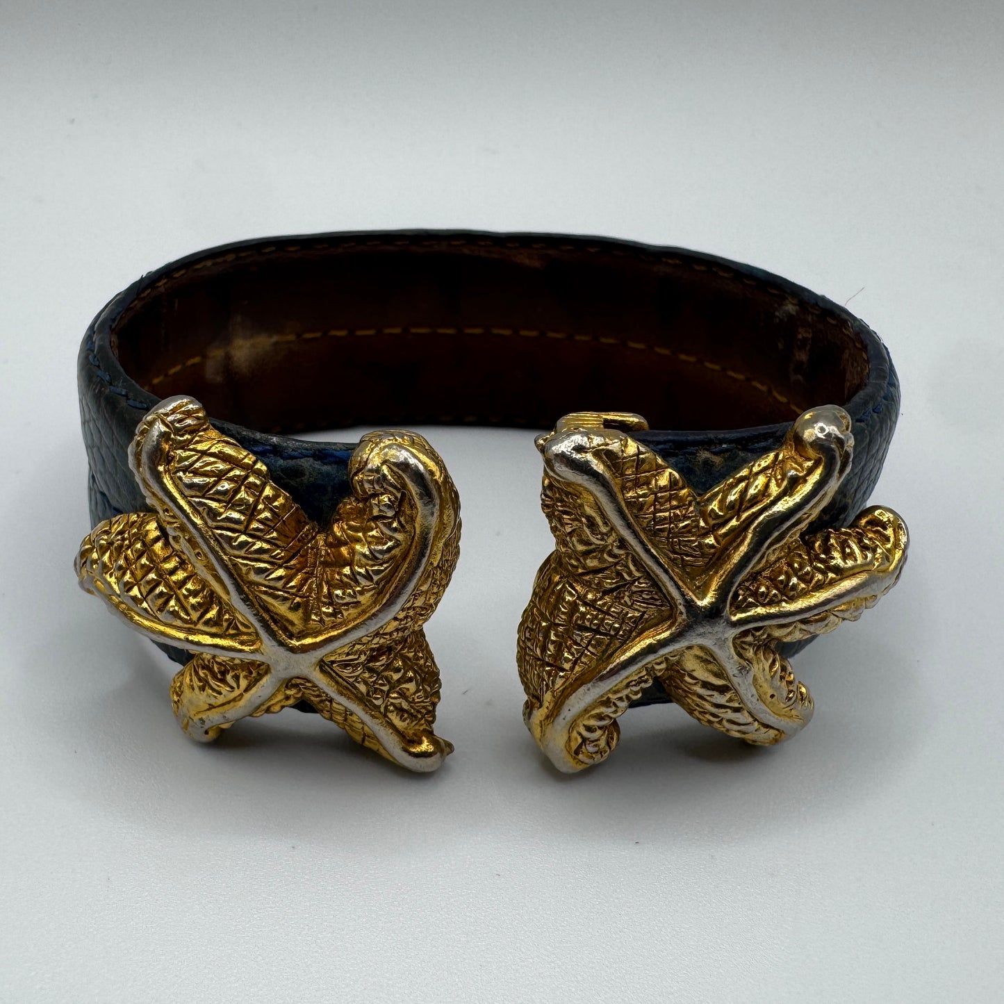 Rare Bracelet créateur OLIVIA LEGROUX PARIS - Métal doré et cuir