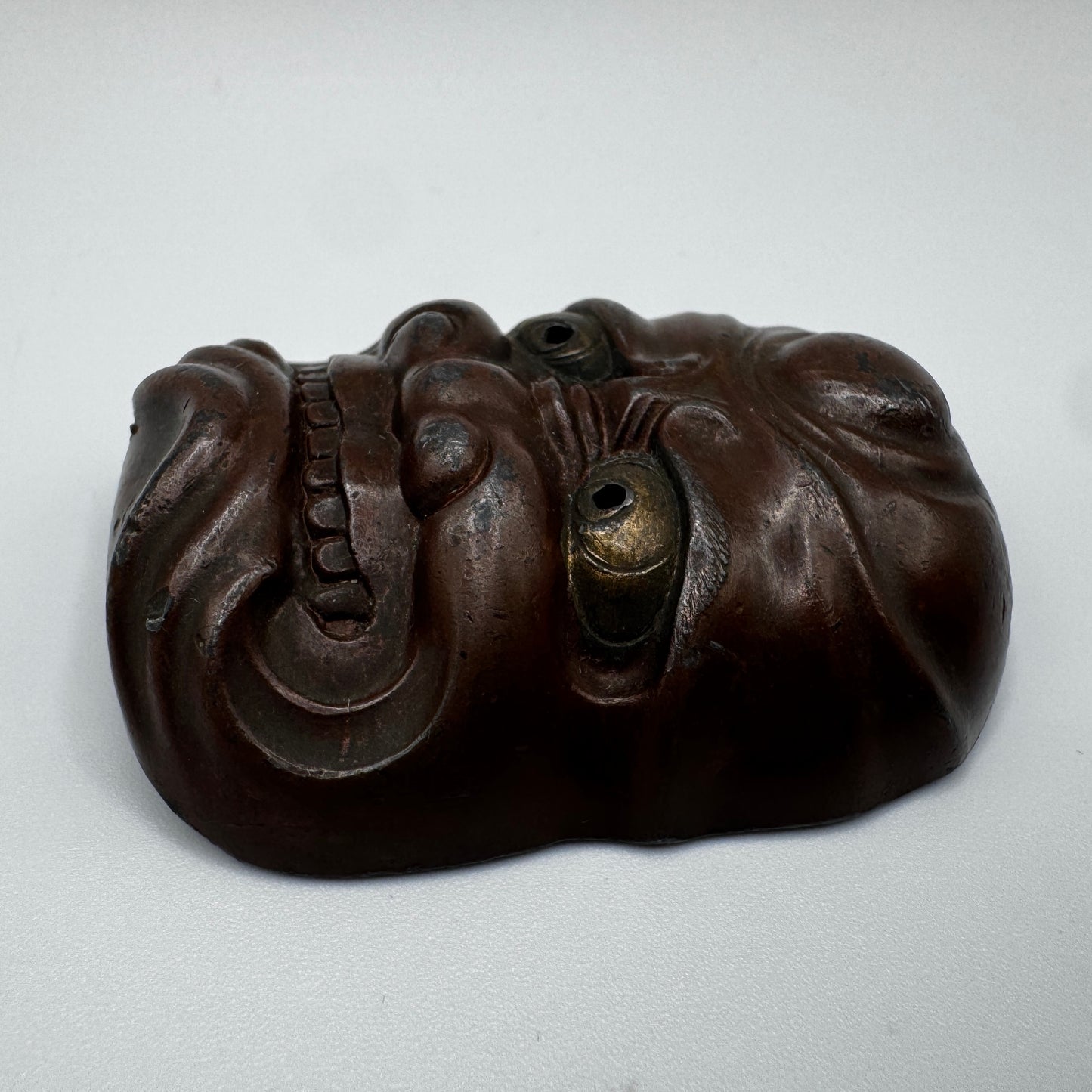 Masque Japonais Miniature Noh periode Meiji - bronze régule