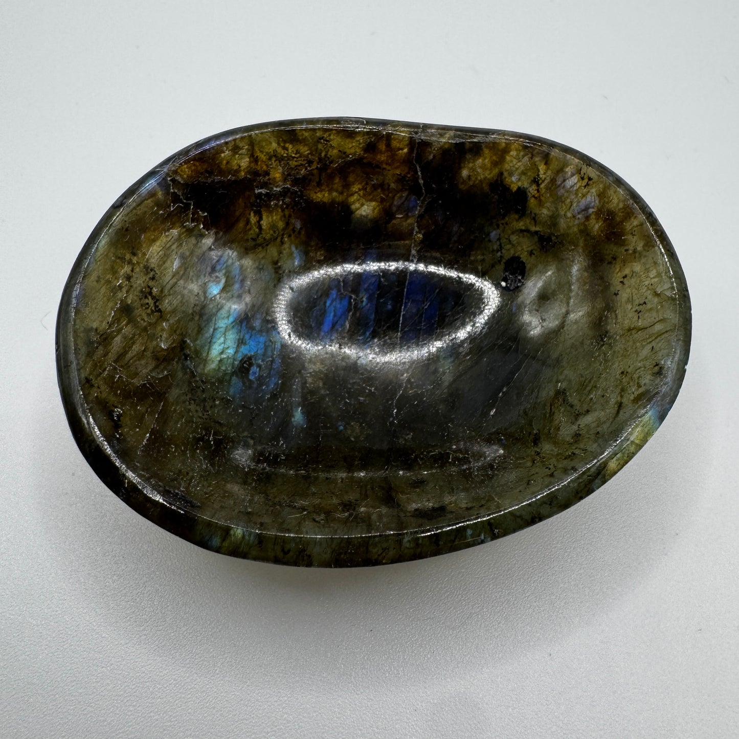 Sculpture ancienne en pierre labradorite - vide poche baguier